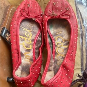 Sam Edelman Red Studded Flats